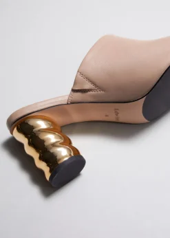 Outlet & Other Stories Sculptural Heel Leather Mules Beige