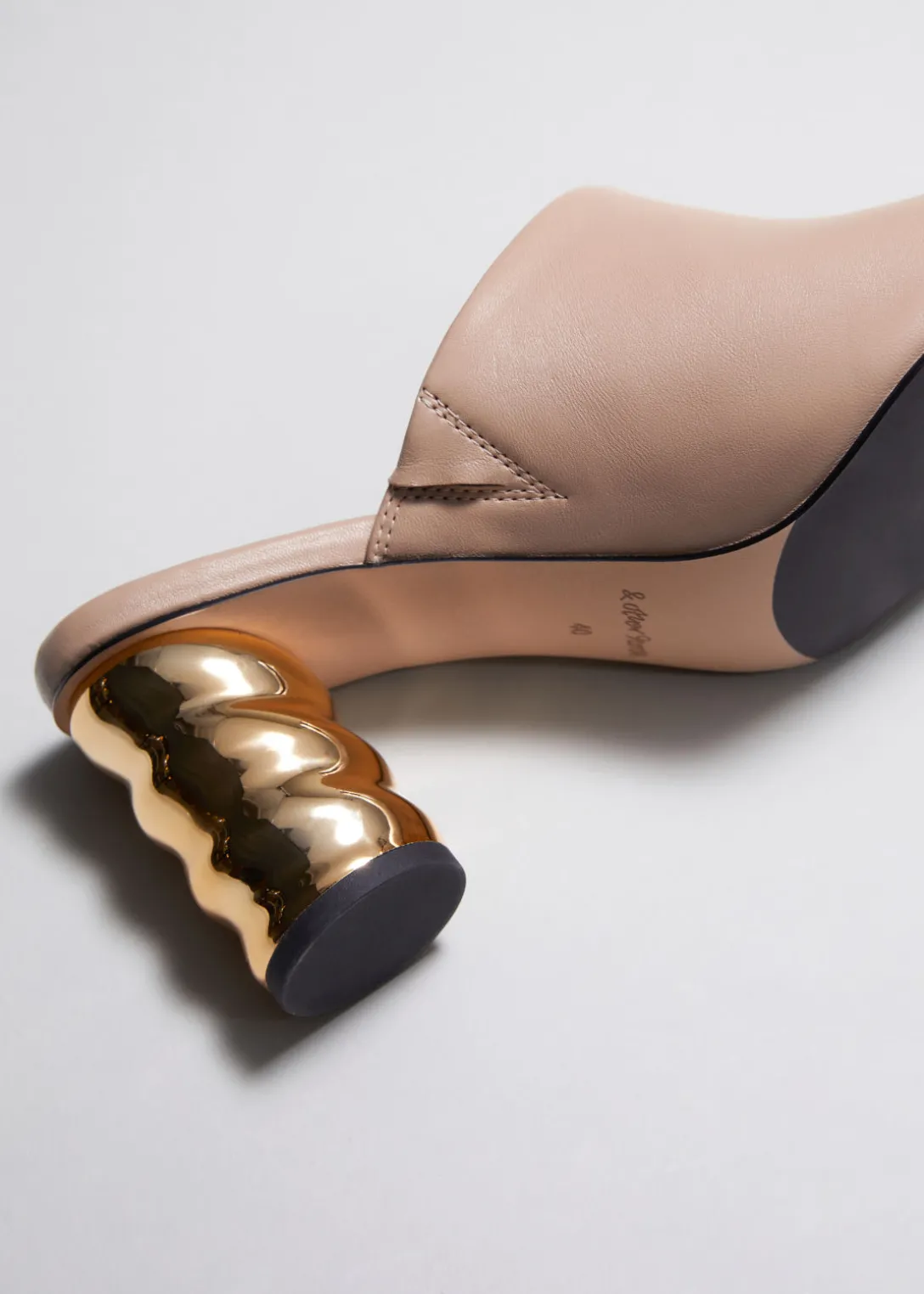 Outlet & Other Stories Sculptural Heel Leather Mules Beige