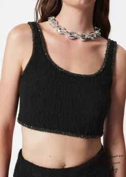 Fashion & Other Stories Sequin-Trimmed Bouclé Bralette Top Black