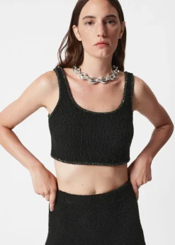 Fashion & Other Stories Sequin-Trimmed Bouclé Bralette Top Black