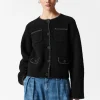 Clearance & Other Stories Sequin-Trimmed Cardigan Black
