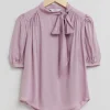Shop & Other Stories Sheer Lavallière-Neck Bow Blouse Lilac