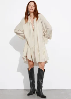 Online & Other Stories Sheer Oversized Midi Dress Cream