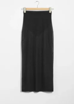 Cheap & Other Stories Sheer Pencil Midi Skirt Black
