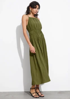 Flash Sale & Other Stories Shirred Sleeveless Midi Dress