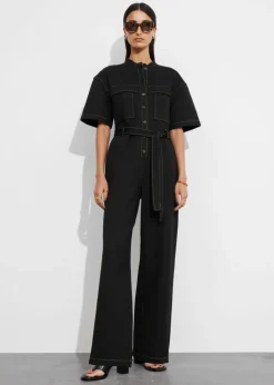 Cheap & Other Stories Short-Sleeve Utility Jumpsuit Black