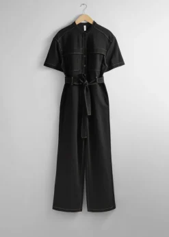 Cheap & Other Stories Short-Sleeve Utility Jumpsuit Black