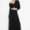 Best & Other Stories Side-Slit Midi Skirt Black