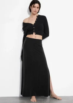 Best & Other Stories Side-Slit Midi Skirt Black