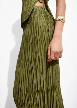 Store & Other Stories Silk Midi Skirt Green