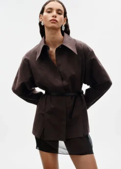 Cheap & Other Stories Silk-Blend Shirt Brown
