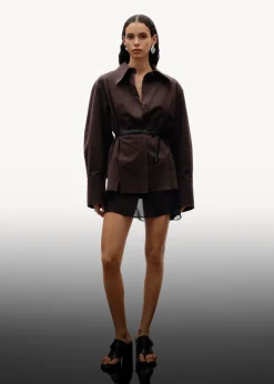 Cheap & Other Stories Silk-Blend Shirt Brown