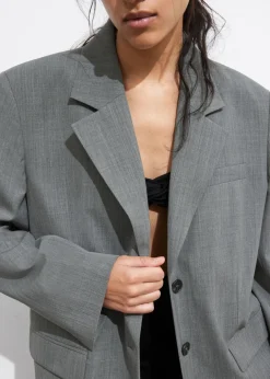 Discount & Other Stories Single-Breasted Blazer Grey
