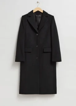 Best & Other Stories Single-Breasted Wool Coat Black