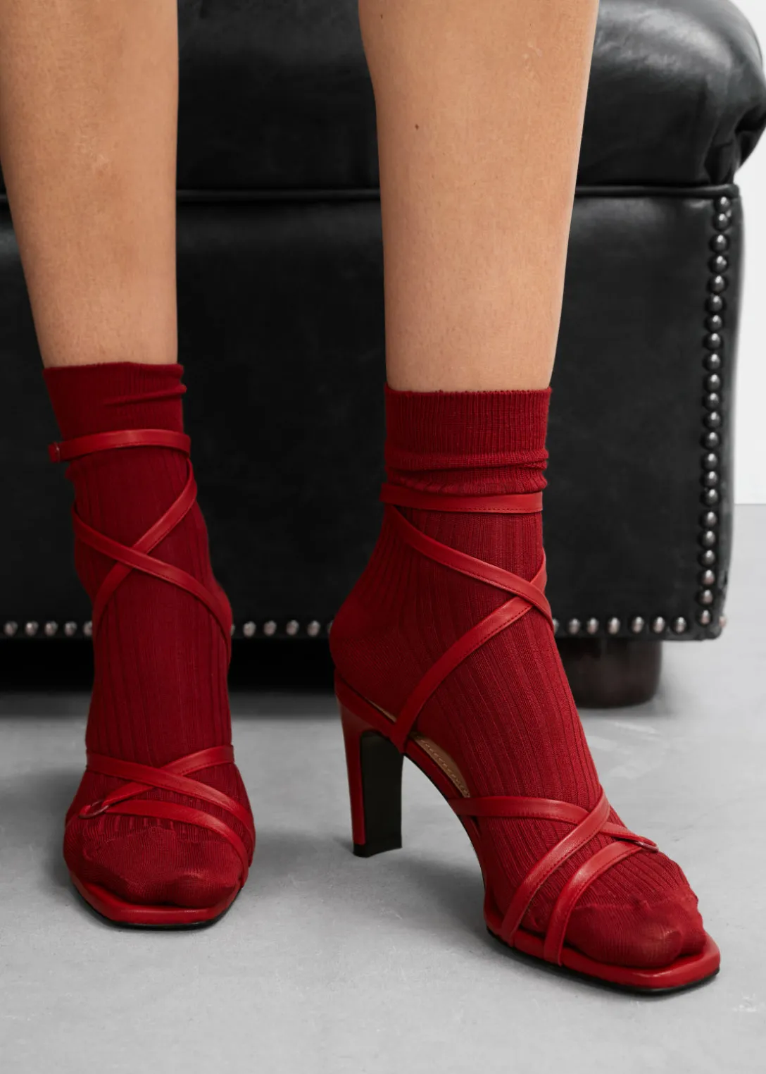 Fashion & Other Stories Sleek Leather Sandals Ruby Red