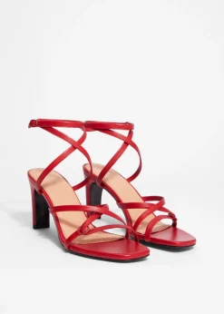 Fashion & Other Stories Sleek Leather Sandals Ruby Red