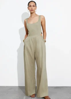 Cheap & Other Stories Sleeveless Cut-Out Jumpsuit Khaki