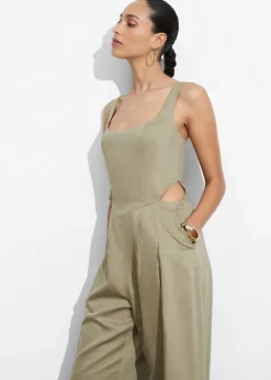 Cheap & Other Stories Sleeveless Cut-Out Jumpsuit Khaki