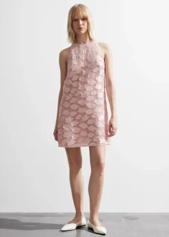 Store & Other Stories Sleeveless Jacquard Mini Dress Pink