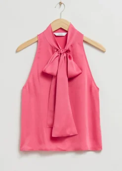Shop & Other Stories Sleeveless Lavallière-Neck Bow Top Pink