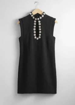 Store & Other Stories Sleeveless Rhinestone Mini Dress Black