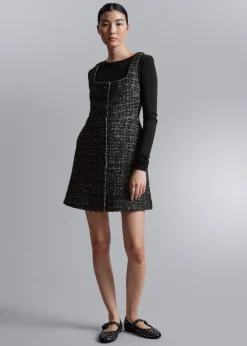 Hot & Other Stories Sleeveless Tweed Mini Dress Black Tweed