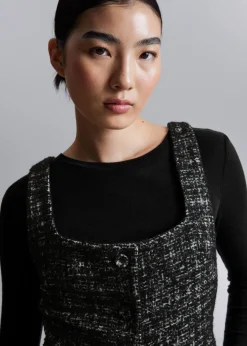 Hot & Other Stories Sleeveless Tweed Mini Dress Black Tweed