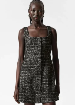 Hot & Other Stories Sleeveless Tweed Mini Dress Black Tweed