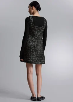 Hot & Other Stories Sleeveless Tweed Mini Dress Black Tweed