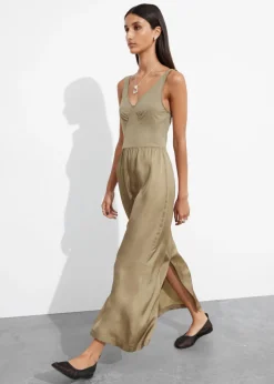 Best Sale & Other Stories Sleeveless Two-Tone Midi Dress Mole