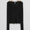 Sale & Other Stories Slim Wool Top Black