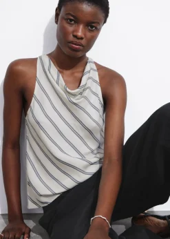 New & Other Stories Slim-Fit Cowl Neck Top White/Black Striped