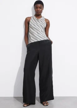 New & Other Stories Slim-Fit Cowl Neck Top White/Black Striped