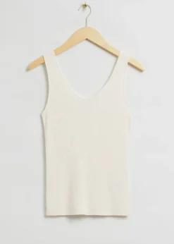 Best & Other Stories Slim-Fit Ribbed Silk Blend Top White