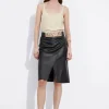 Discount & Other Stories Slit-Detailed Leather Mini Skirt Black