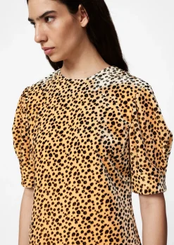 Best & Other Stories Slit-Detailed Velvet Midi Dress Animal Print