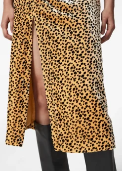 Best & Other Stories Slit-Detailed Velvet Midi Dress Animal Print
