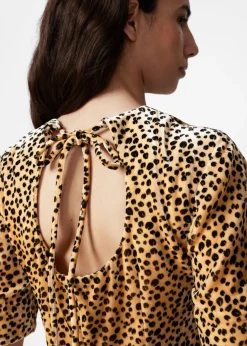 Best & Other Stories Slit-Detailed Velvet Midi Dress Animal Print