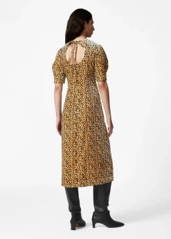 Best & Other Stories Slit-Detailed Velvet Midi Dress Animal Print
