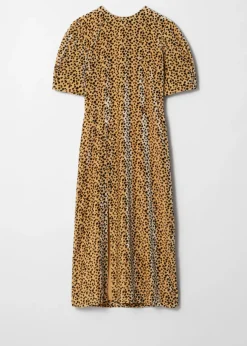 Best & Other Stories Slit-Detailed Velvet Midi Dress Animal Print