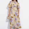 Sale & Other Stories Smocked Asymmetric Midi Dress Lilac Florals
