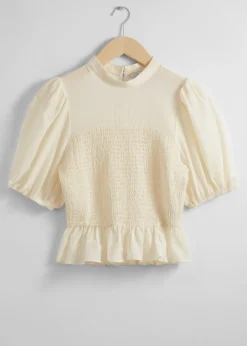 Outlet & Other Stories Smocked Peplum Blouse