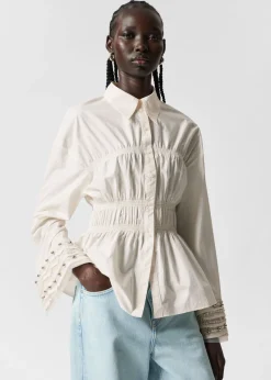 New & Other Stories Smocked Shirt White