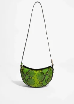 Sale & Other Stories Snake-Embossed Leather Shoulder Bag Green