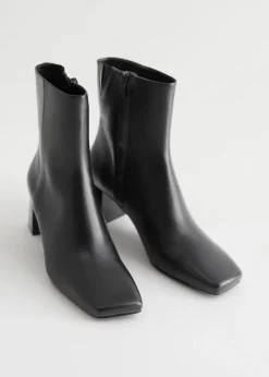 Clearance & Other Stories Squared Toe Leather Boots Black