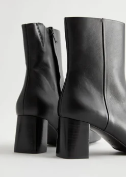 Clearance & Other Stories Squared Toe Leather Boots Black