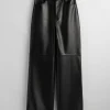 Clearance & Other Stories Straight Leather Trousers Black