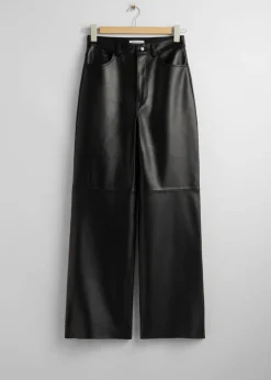 Clearance & Other Stories Straight Leather Trousers Black