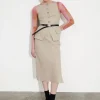 Best Sale & Other Stories Strap Detail Linen Midi Skirt Light Beige