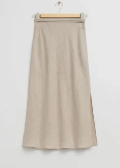 Best Sale & Other Stories Strap Detail Linen Midi Skirt Light Beige
